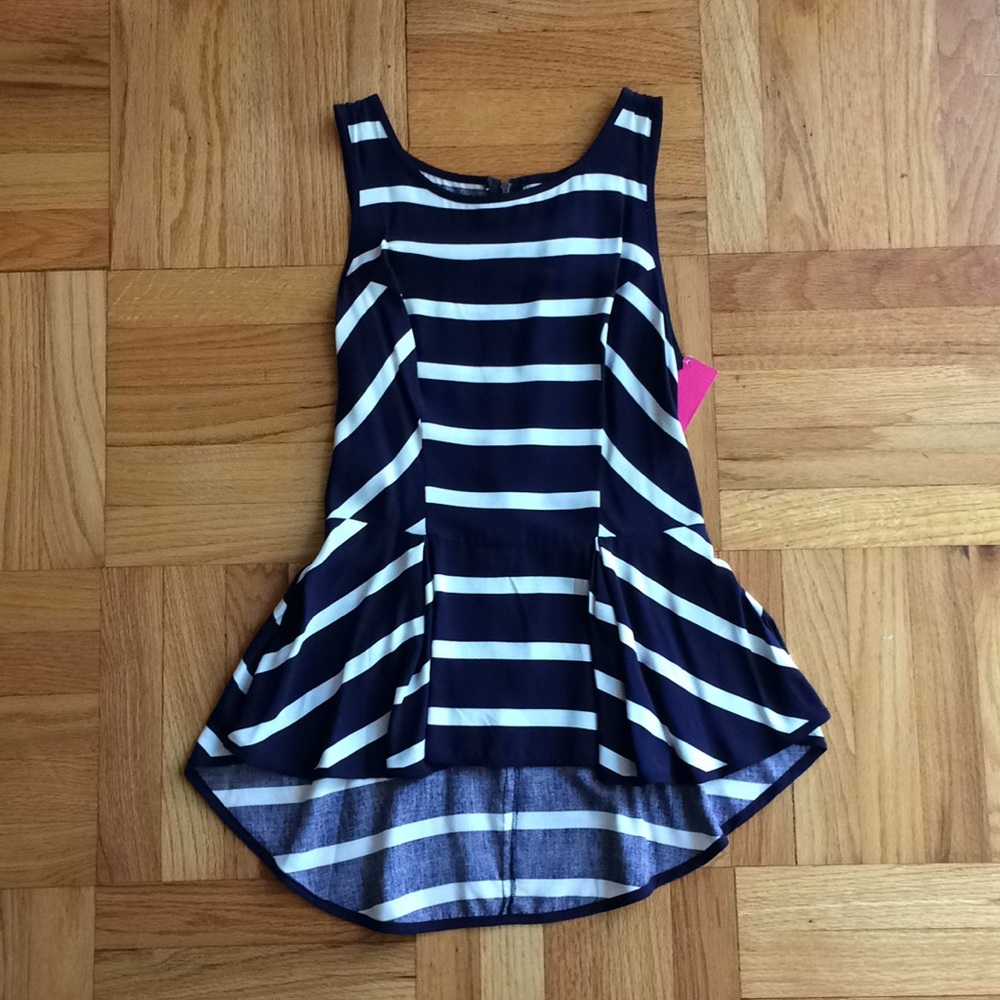Striped  Navy Peplum Tank